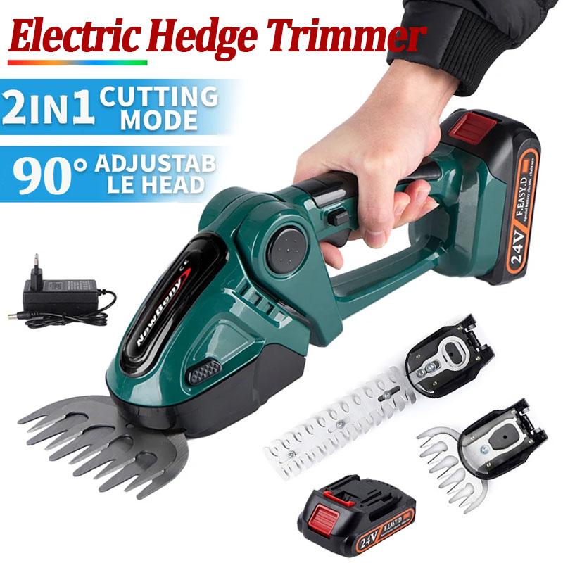 Мини-электрические ножницы для живой изгороди 2 в 1, ручные триммеры для живой изгороди, 24 В, аккумуляторные триммеры для живой изгороди от сорняков